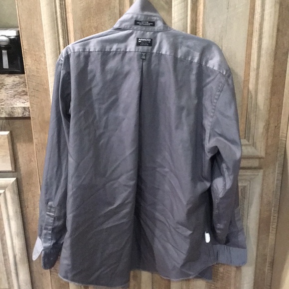 Gray Color Men’s Long Sleeve Button Down Shirt - Picture 7 of 8